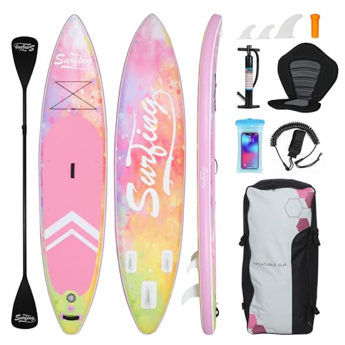 YUSING 11' Inflatable Stand Up Paddle Board, SUP Paddle Board, Portable Standing Board for Youth &...