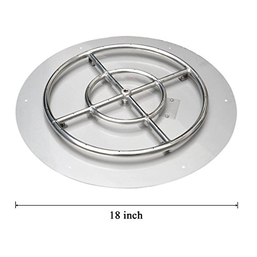 Stanbroil Stainless Steel 18" Round Flat Fire Pit Burner Pan w/12 Fire Ring Installed, BTU 92,000 Max