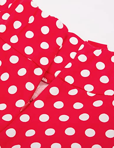 Women's 1950S Retro High Waisted A-Line Midi Skirt Red Polka Dot Weekend Skirt Xl #TOP4
