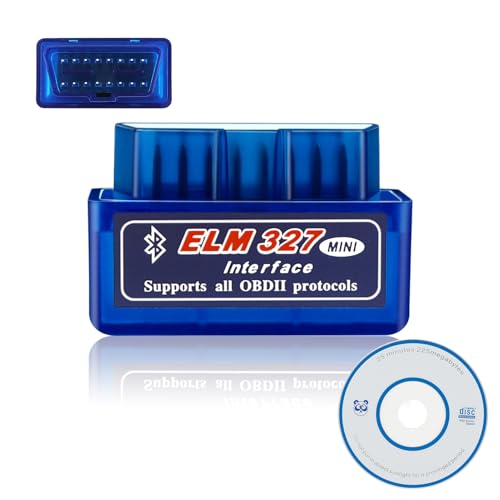 OBD2 Scanner Bluetooth Version 2.1 for iPhone Android Windows ELM 327 OBDII Scanner Code Reader with CD Car Diagnostic Tool Wireless Mini Bluetooth OBD Check Engine Automotive Adapter, Plug and Play