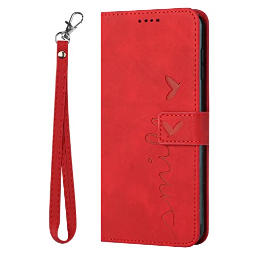 Vogu'SaNa Étui de protection en cuir pour Samsung Galaxy A52s 5G A52 5G A52 4G avec dragonne magnétique et résistante aux chocs pour cartes de crédit Rouge Cover