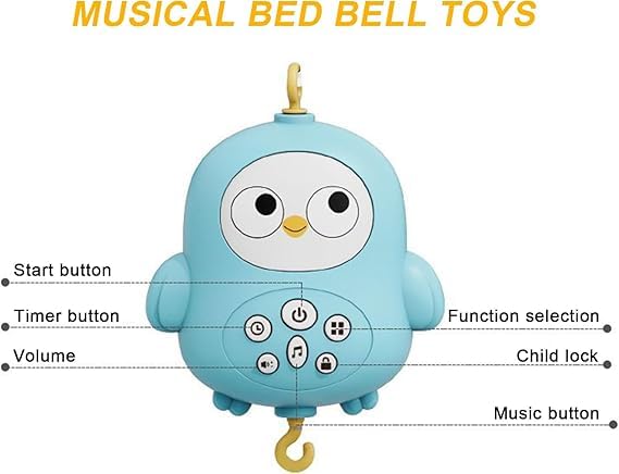 Budetto Musical Bed Bell Baby Crib Mobile Toy (Jhoomer) with Music for Soothing Sleep Aid | 360 Rotation Beautiful Music Detachable Rattles for Baby Boys & Girls Random Color (Pack of 1) - Image 4 thumbnail
