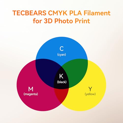 Image of TECBEARS CMYK Lithophane PLA Filament 4KG, PLA 3D Printer Filament Bundle, PLA Filament 1.75mm Bundle, 1KG Spool 4 Packs, Total 4 Colors, White+Magenta+Yellow+Cyan