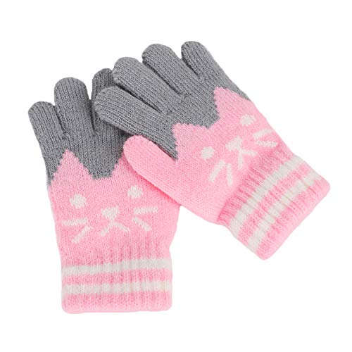 Cute Cat Knitted Winter Gloves for Girls Boys Assorted Color Warm Magic Gloves Mittens for Kids Children 4-9 Years