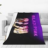 Super Soft Blanket Flannel Fleece Blankets, Kpop Fan Blanket for Couch Bed Sofa and Living Room Black-Pink Style 40'X30'