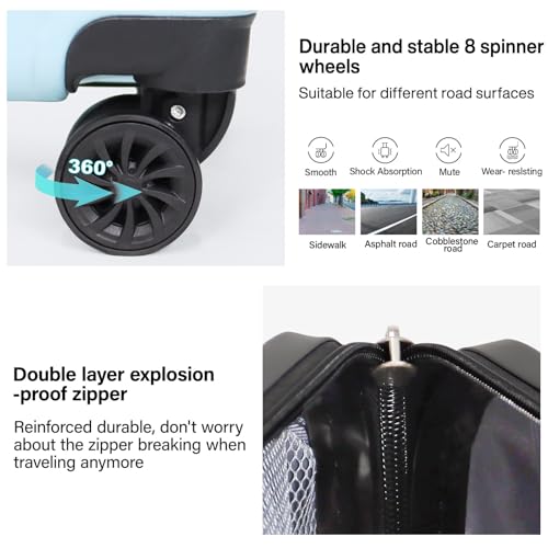 Image of 3-Piece Hardside Luggage Set, ABS+PC Spinner Suitcase with Anti-Burst Zipper & Built-in Lock, 20 /24 /28 Inch (blue)