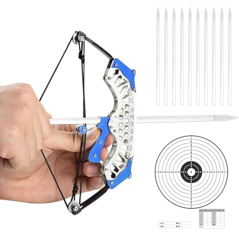 Compound Bow Hunting Bow Metal Material Catapult RH/LH for Hunting Shooting Practice Archery Entertainment Fun Hexagonal Silver Wheel Style