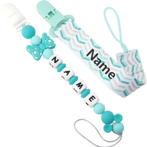 Cadenas Chupetes Personalizado para Bebé con Nombre personalizados Chupetero Niño Chicas (Green-2)