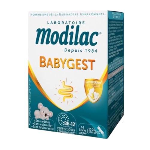 Modilac - Babygest, Complément Alimentaire pour Bébé - Compatible Lait Infantile et Lait Maternel - Probiotique et Lactoferrine* - Dès la Naissance - 20...
