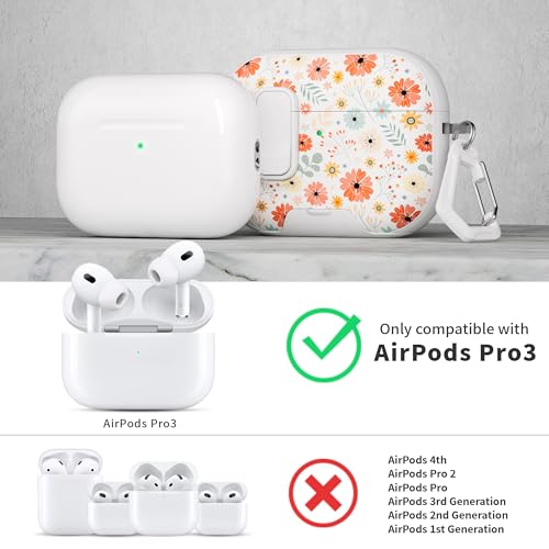 Image of for AirPods Pro 3 Case(2025) with Secure Lock Clip and Phone Stand,Cute Floral Girly Style Protective Cover with Cleaning Kit and Carabiner for Apple iPod Pro 3rd Generation(Maple Leaf Petals)