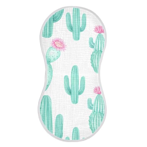 xigua Watercolor Cacti with Flowers Baby Burp Cloths for Newborn Boys and Girls 4 Pack, Soft & Absorbent Cotton Baby Burp Cloth, Baby Washcloths, Newborn Towel, Burp Rags