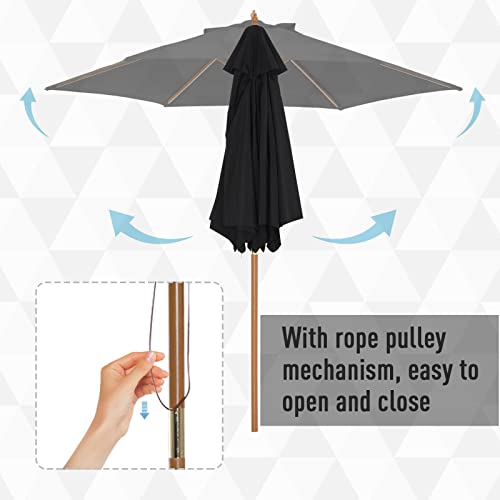 Parasol de madera de 2.5m para comidas al aire libre en terrazas 2