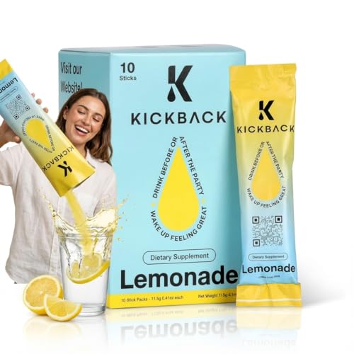 Kickback - Morning Recovery Electrolyte, Lemonade (10 Packs) - Feel Better After Drinking, Wake Up Refreshed - Premium Hydration Beverage with Electrolytes & Vitamins for Liver & Gut Support, Energy & Focus, Milk thistle drink proprietary formulation to hydrate Highly Soluble