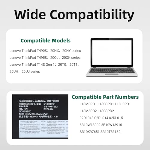 Batterie L18M3PD1 pour travailler en déplacement sur ThinkPad T495S - 4