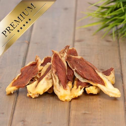 Lyra Pet® | 1 kg Kaninchenohren gefüllt mit Huhn | Getrockneter Kausnack | Praktischer, Wiederverschließbarer Beutel | Fettarmes & Gut Bekömmliches Hundefutter | Ideal als Belohnung für Hunde
