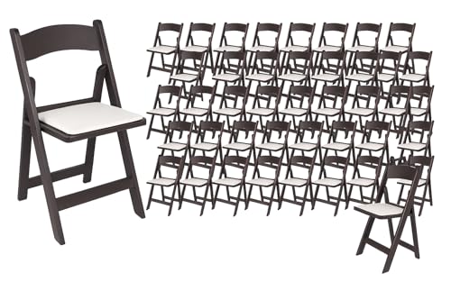 Image of BTEXPERT Resin Folding Chair Vinyl Padded Seat Indoor Outdoor Lightweight Set for Home Event Party Picnic Kitchen Dining Church School Weddings 30 Brown