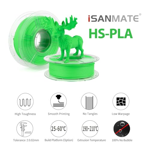 Image of iSANMATE Rapid Matte PLA Filament 1.75mm, 3D Printer Filament Matte Filament Apple Green, Fast Printing Speed PLA, Dimensional Accuracy ±0.02mm, 1kg Spool