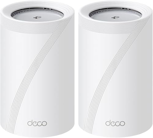 TP Link Deco BE65 Pro V1 Système Wi Fi 2 routeurs jusqu'à 5800 pieds carrés maillage 1GbE 2.5GbE 5GbE Wi Fi 7 Bande - vue 2