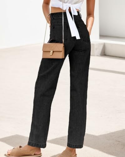 Women's Boyfriend Jeans Mid Waisted Straight Leg Loose Lightweight Jeans Stretchy Casual Denim Pants2