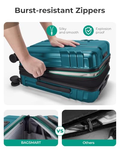 Image of BAGSMART Carry On Luggage 22x14x9 Airline Approved, Fresh Green | Spinner Wheels, TSA Lock, Lightweight Hard Shell, Suitcase,22x14x9 Airline Approved,