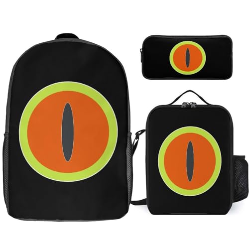 Lovely Frog Eyes Classic Backpack Lunch Bag Pencil Case 3 Piece Set Travel Daypack