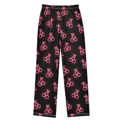 Pink Neon Cherry Pajama Pants Long Sleep Pant Soft PJ Bottoms Sleepwear