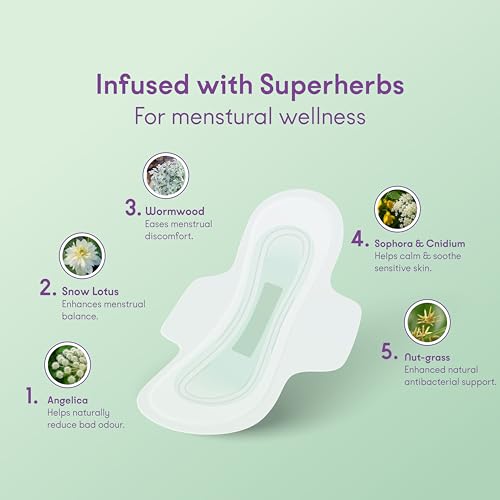 Image of ZOY Herbal Sanitary Pads for Women XL,XL+ Heavy Flow, Extra Heavy Flow | Period Comfort Support, Rash-Free, Breathable Cotton | Night Pads, Odour Control, Ultra Thin Leak Lock | 18 Pads