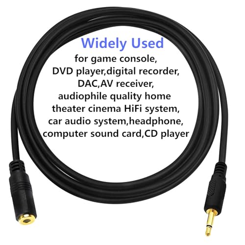 Cable de audio mono 3.5mm macho a hembra 1.8m negro miniatura 3