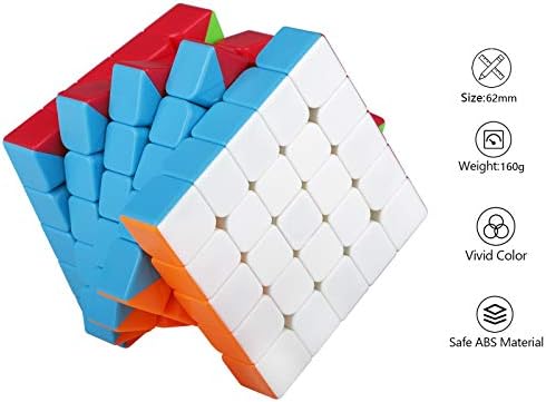 Maomaoyu Speed Cube, 5x5 Magic Cube Stickerless, 5x5x5 Smooth Magic Cube 3D Puzzle 3D Twist Brain Teasers Stocking Fiddle Toy