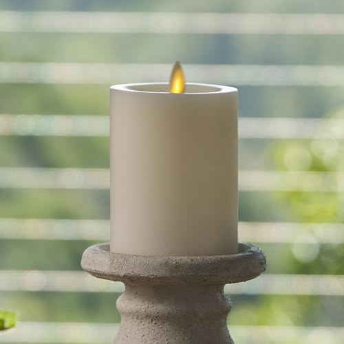Image of Luminara - Flameless LED Battery Operated Flickering Pillar Candles - Pearl Ivory - Pack of 1-3x4.5 - Realistic Moving Flame Real Wax Indoor /Outdoor
