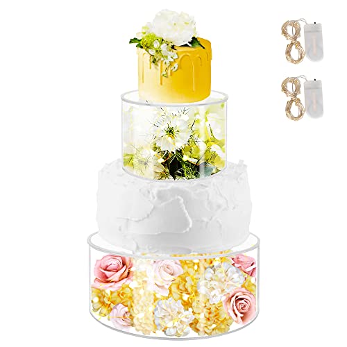 Royxen 2Pcs Clear Acrylic Cake Stand 10 Inch Cake Riser Round Cake Display Stand, 10X4 Inch, 6X4 Inch For Weding, Birthday Party #TOP23