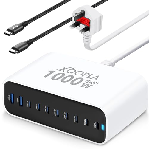 Xoopla 1000W Charging Station 140W 10-Ports Gan Fast USB Charger Hub White