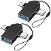 Produktbild 2in1 Micro USB/USB-C auf USB 3.0 Adapter 2er-Pack mit Lanyard, Seminer USB C auf USB Adapter, Micro auf USB OTG Aadapter Konverter, Schwarz