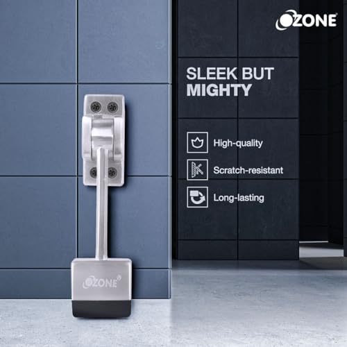 Image of Ozone Door Stopper with Rubber Foot for Wooden & Framed Doors | Satin Nickel Finish (Front Door Stopper)