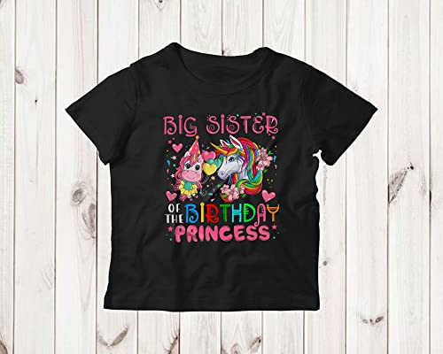 Big Sister of The Birthday Princess Cute Happy Birthday Kids Unicorn Matching Family Group Gifts Youth T-Shirt2