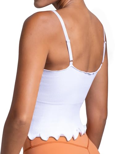 Image of Sunzel Tank Top for Women, V Neck Seamless Ribbed Crop Camisole with Ruffles