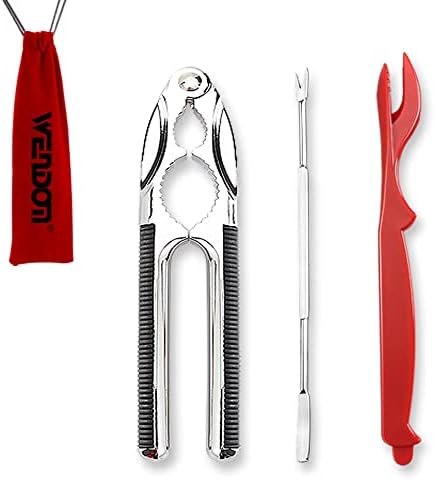 WENDOM Crab Lobster Crackers and Tools Set 3pcs Includes Crab Leg Crackers, Lobster Shellers, Crab Forks/Picks and Portable Storage Bag Seafood Tools