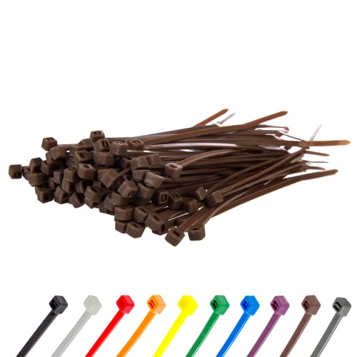 Gocableties - Collier de Serrage en Nylon - 100 mm x 2,5 mm - Marron - Attache Câble Petit Format - Serre-Câbles - Lot de 100 Pièces