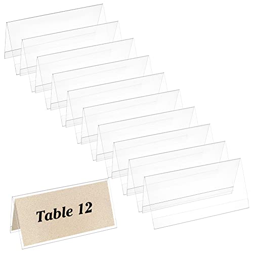 BENECREAT 12 piezas Placa de identificación de mesa de acrílico 10x20cm Panel de visualización de nombre en forma de V Se utiliza para actividades de formación, oficinas de negocios