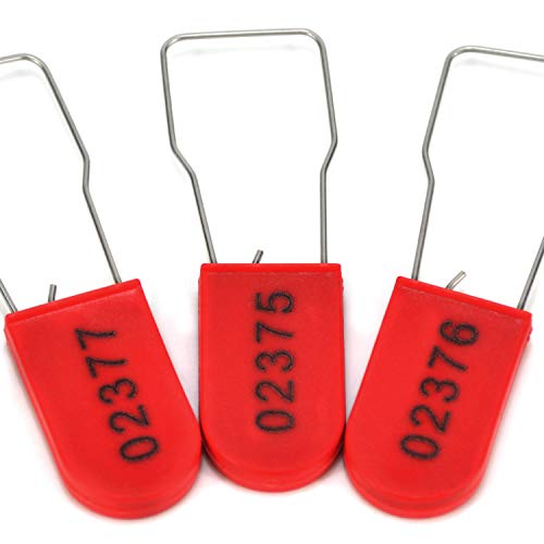 Image of Plastic Wire Padlocks Numbered Security Seal Plastic Padlock Electric Meter Seals Disposable Anti-Tamper Locks (Red, 100 PCS)