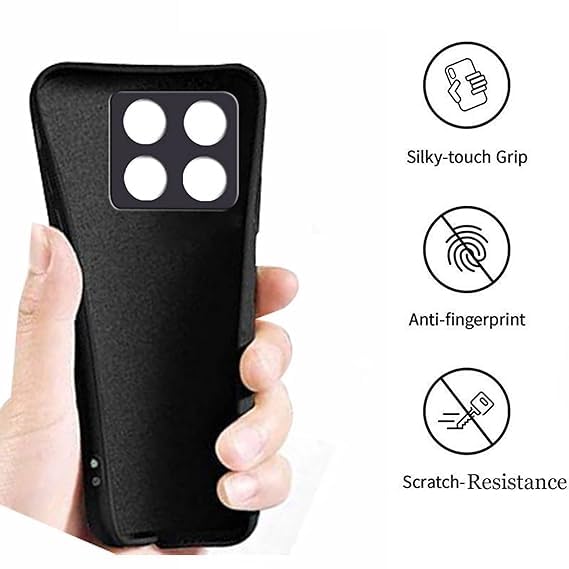 Image of A rtistque Liquid Silicone Back Cover Case for Poco X6 Pro 5G Shockproof TPU Soft Flexible with Camera Protection - Black