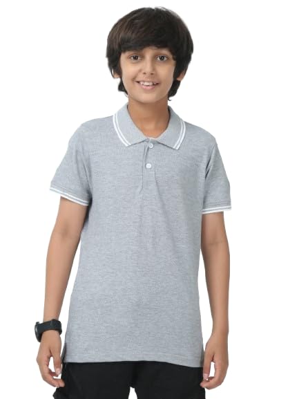 Image of Cotton Polo T-Shirt for Kids Boys Girls Half Sleeve, Regular Fit Tees for Boys Collared Casual Tshirts | Soft & Breathable Biowash Fabric | Half Sleeve