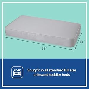 Sealy Baby Flex Cool Breathable Hypoallergenic 2 Stage Dual Firm Waterproof Baby Crib Mattress Toddler Bed Mattress Cotton Cover 204 Premium Coils Air Quality Certified Made in USA 52×28