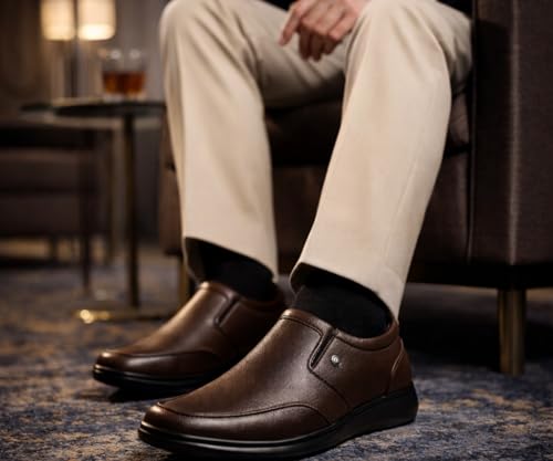 Image of Kraasa Men's Formal Slip-On Shoes | Vegan Leather Upper | Airmix Sole | High Cushioning | Lightweight & Comfortable