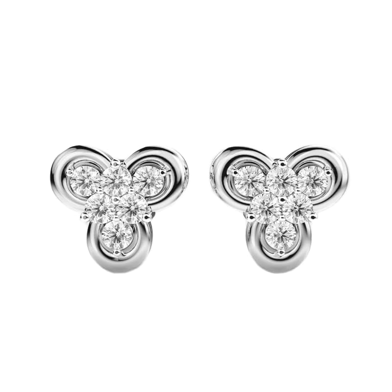 Clous d'oreilles argent 925 houx plaqué or boucles d'oreilles 12 pierres 0.54ct