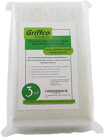 1 Oz. Fiberglass Chopped Strand Mat - 3 Yards X 50" Wide for Hand Layup, Vacuum Bagging or Molding Composites with Epoxy, Polyester or Vinyl Ester Resins