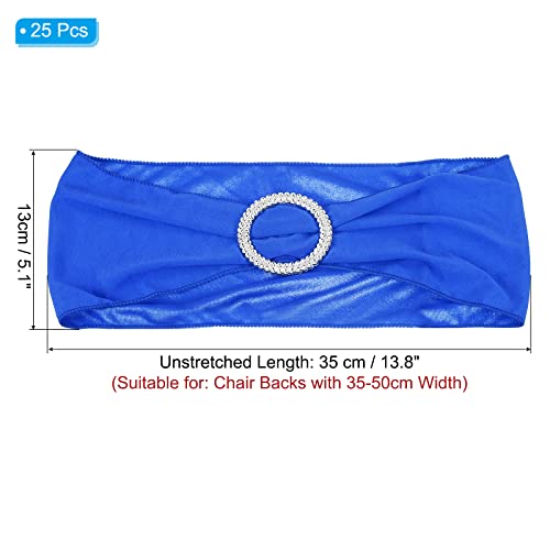 PATIKIL 14"x5" Stretch Chair Sashes Bows, 25 Pack Elastic Chair Bands Sashes with Buckle Slider for Wedding Banquet Decorations, Blue - Image 2