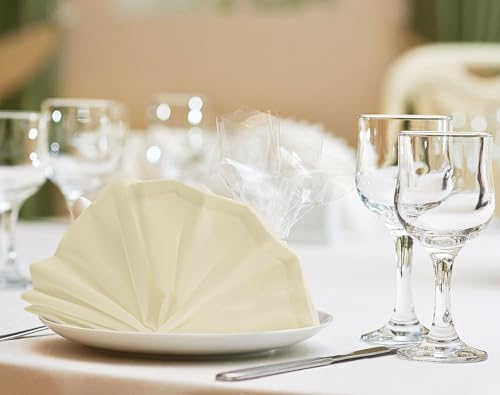 Image of Kitchen Napkin 100% Cotton Pack of 6 (20 x 20 Inches) Dinner Napkins with Hemmed Edges,Cloth Napkins for Wedding,Parties-Ivory