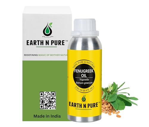 Image of Earth N Pure Fenugreek Seed Oil (Methi Oil) Cold Pressed, Natural and Therapeutic Grade 250 ml