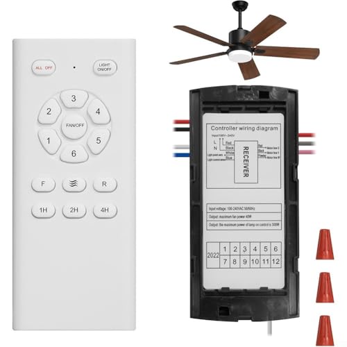 Receptor de control remoto para ventiladores de techo 6 velocidades regulador con temporizador y control de luz (B)